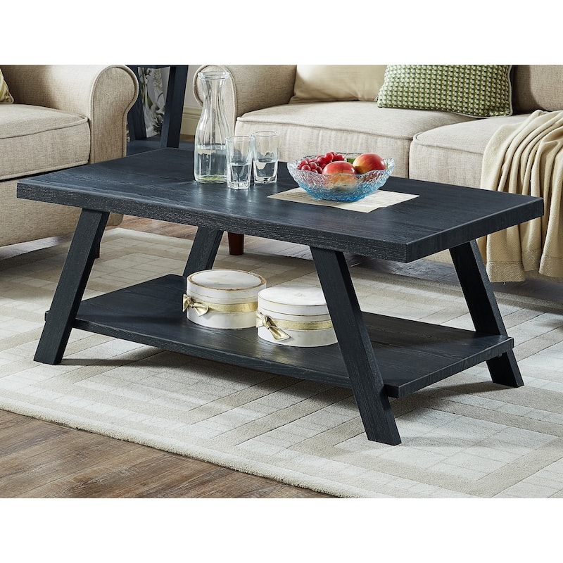 Roundhill Furniture The Gray Barn Cedar Ridge Contemporary Replicated Wood Shelf Coffee Table