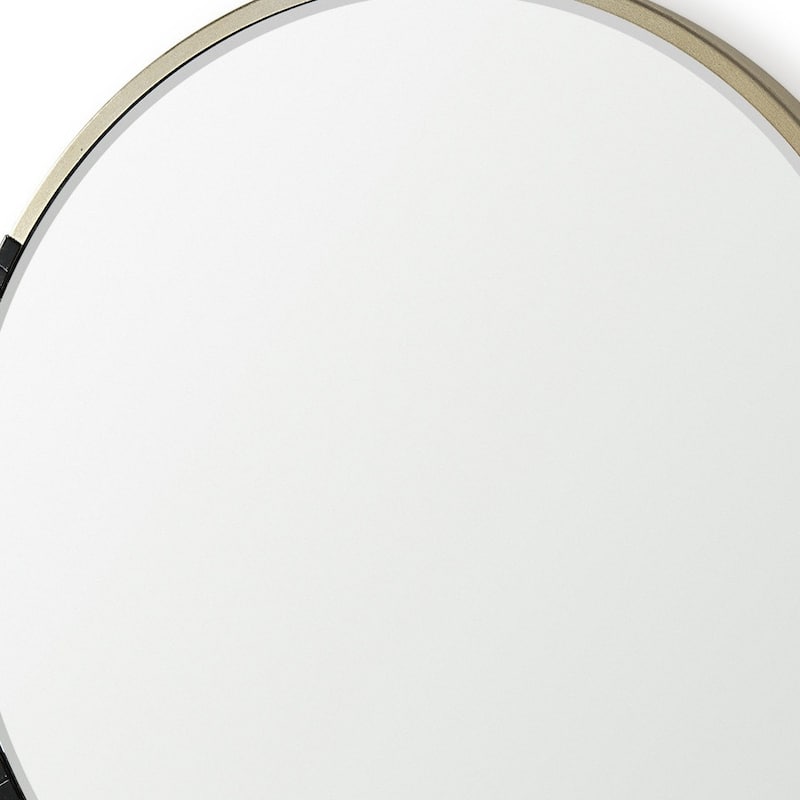 HomeRoots 29" Gold And Black Metal Round Framed Accent Mirror - 28.54 in. x 28.54 in. x 1.57 in.