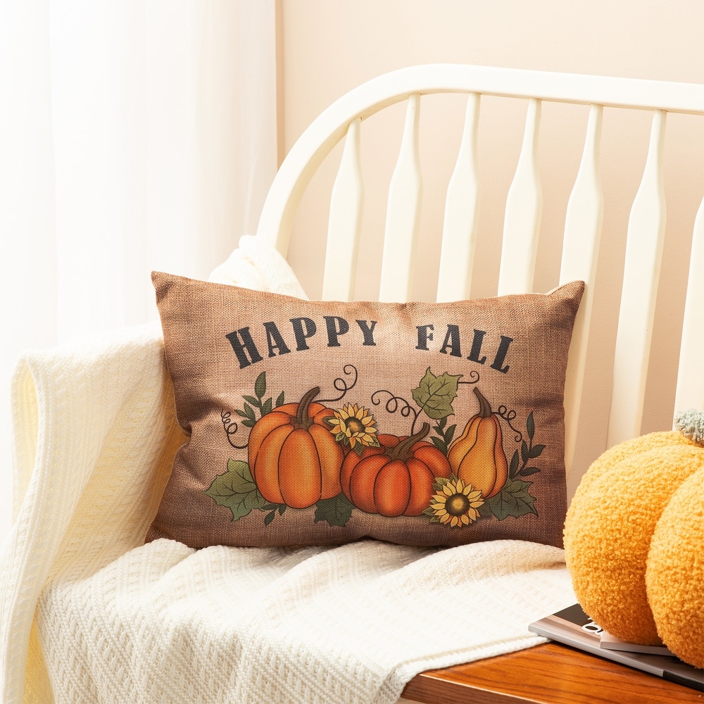 Fall Pumpkins Hand-Hooked Wool Decorative Throw Pillow