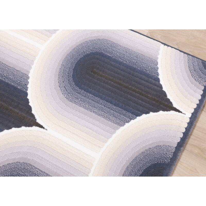 Elizabeth Collection - Blue/Grey/Cream Rounded Arches Rug