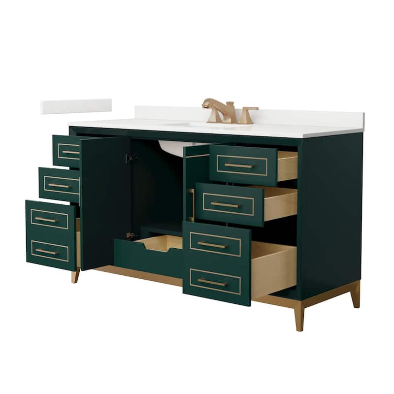 Wyndham Collection WCH515160S-QTZ-US3MXX Marlena 60" Free Standing