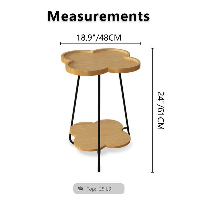 Petal Design Round Side Table with Shelf