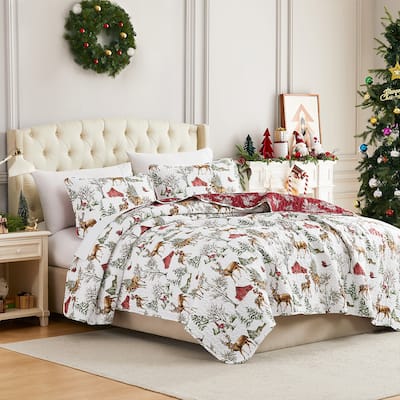 White Christmas Oversized 3-piece Quilt Set