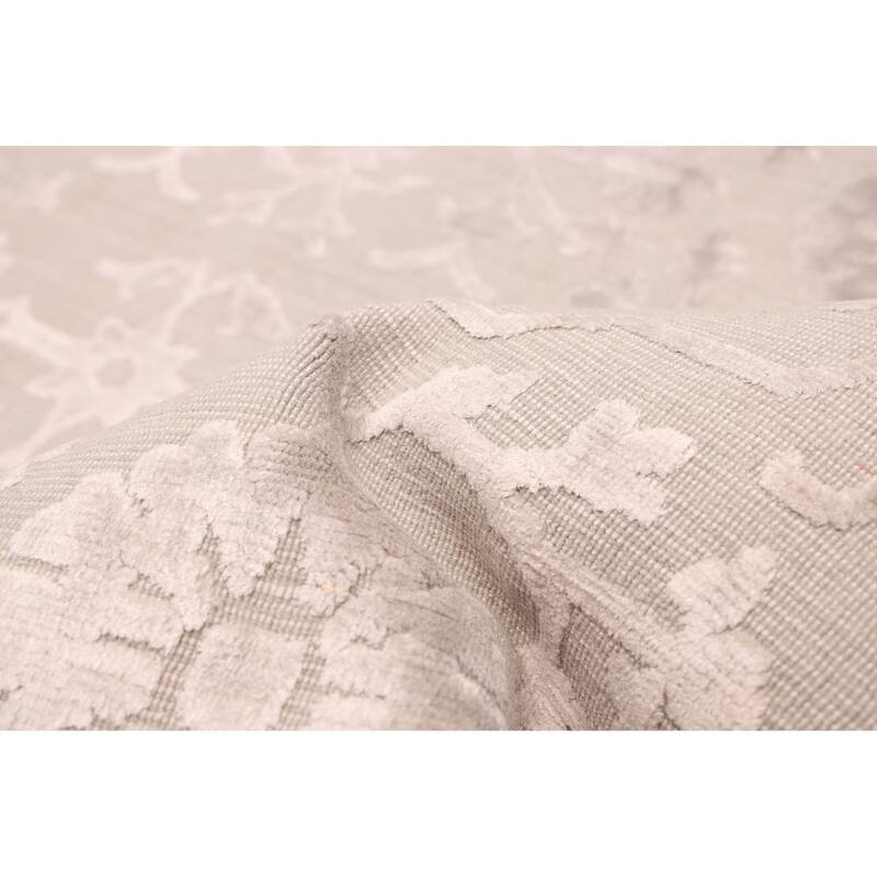 ECARPETGALLERY Hand Loomed Elysian Light Grey Viscose, Wool Rug - 9'11 x 13'5