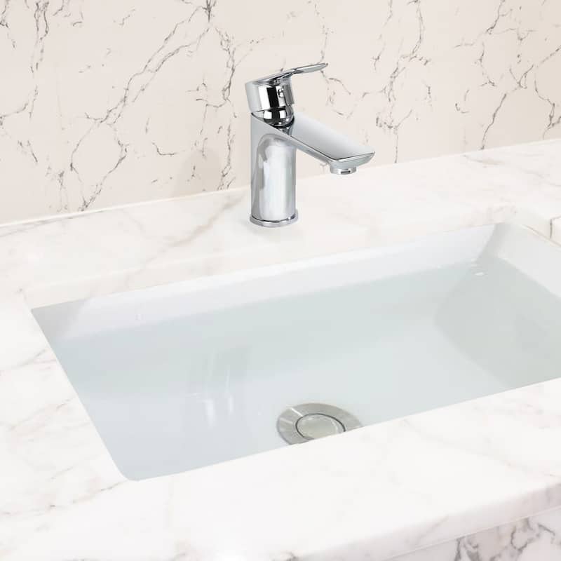 Chrome Single Handle Lavatory Basin Sink Faucet - Brass Bathroom Sink Faucet Hot and Cold - Chrome