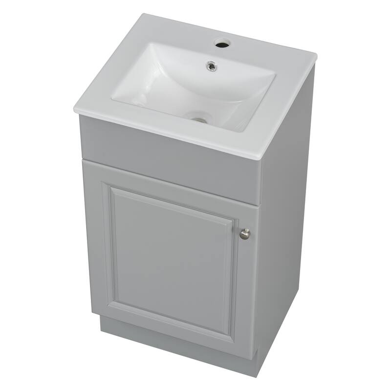 18" Bathroom Vanity with Sink, Vanity Cabinet with Door Shelf and Adjustable Shelf