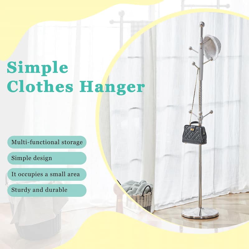 Main Stainless Steel Spray Painted Hanger Coat Rack, Solid Wood Reinforcement At The Bracket, With Detachable Bracket
