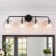 preview thumbnail 4 of 18, Olia Modern Farmhouse Bathroom Vanity Light Black Glass Wall Sconces 4-Light/29"