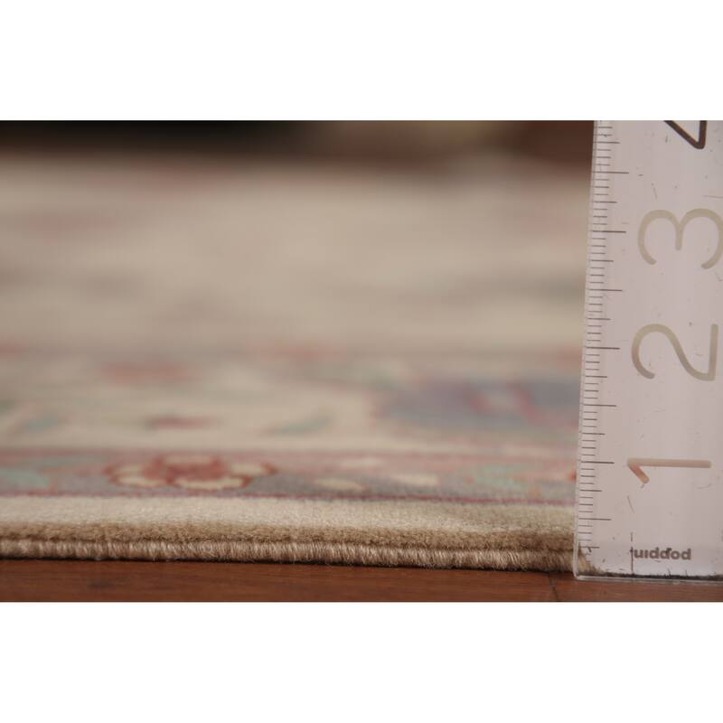 Floral Ivory Aubusson Chinese Area Rug Hand-Knotted Wool Carpet - 9'1"x 12'1"