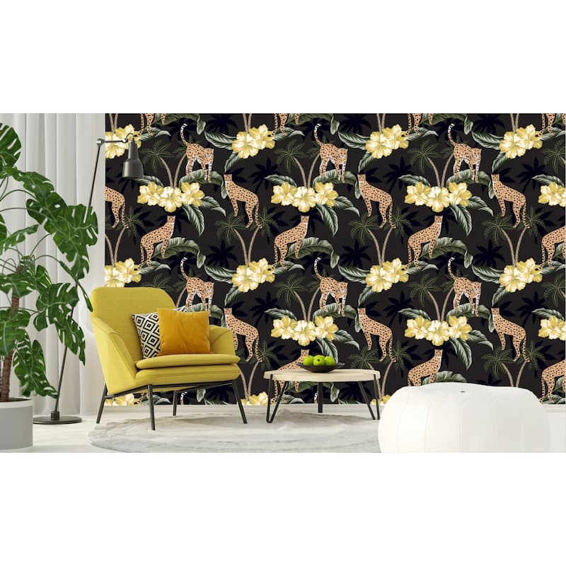Jungle Cheetah Peel and Stick Wallpaper 10'L x 24''W - 10'ft H x 24''inch W