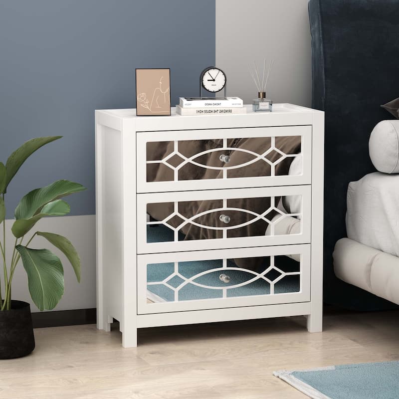 26"W Chest, Mirrored Nightstand, Side Cabinet,Beside Table
