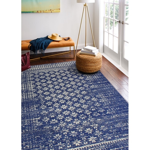 Bashian Audrey Dark Blue Transitional Area Rug - 9'6" x 13'6". Opens flyout.