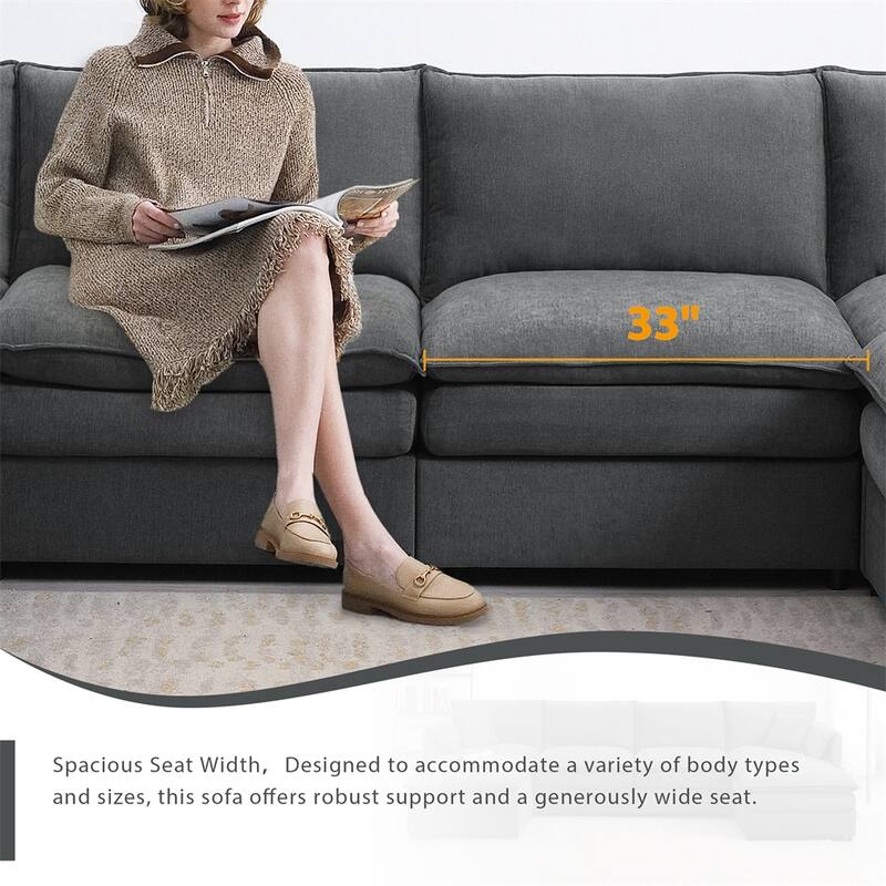 134"*66" Chenille Modular Sectional Sofa,U Shaped Cloud Couch Set