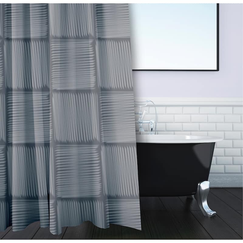 Basketweave Geometric Print Shower Curtain (71 x 74)