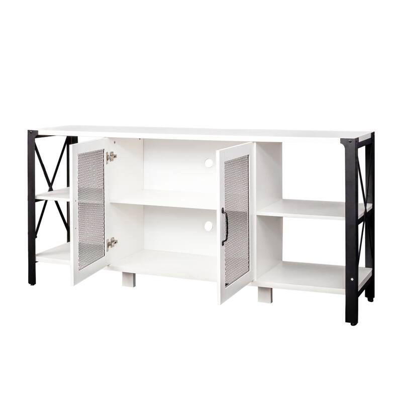 GDF Studio - Aishley Industrial Farmhouse 70.87" Wide TV Stand with Metal Frame and Open Storage Shelves