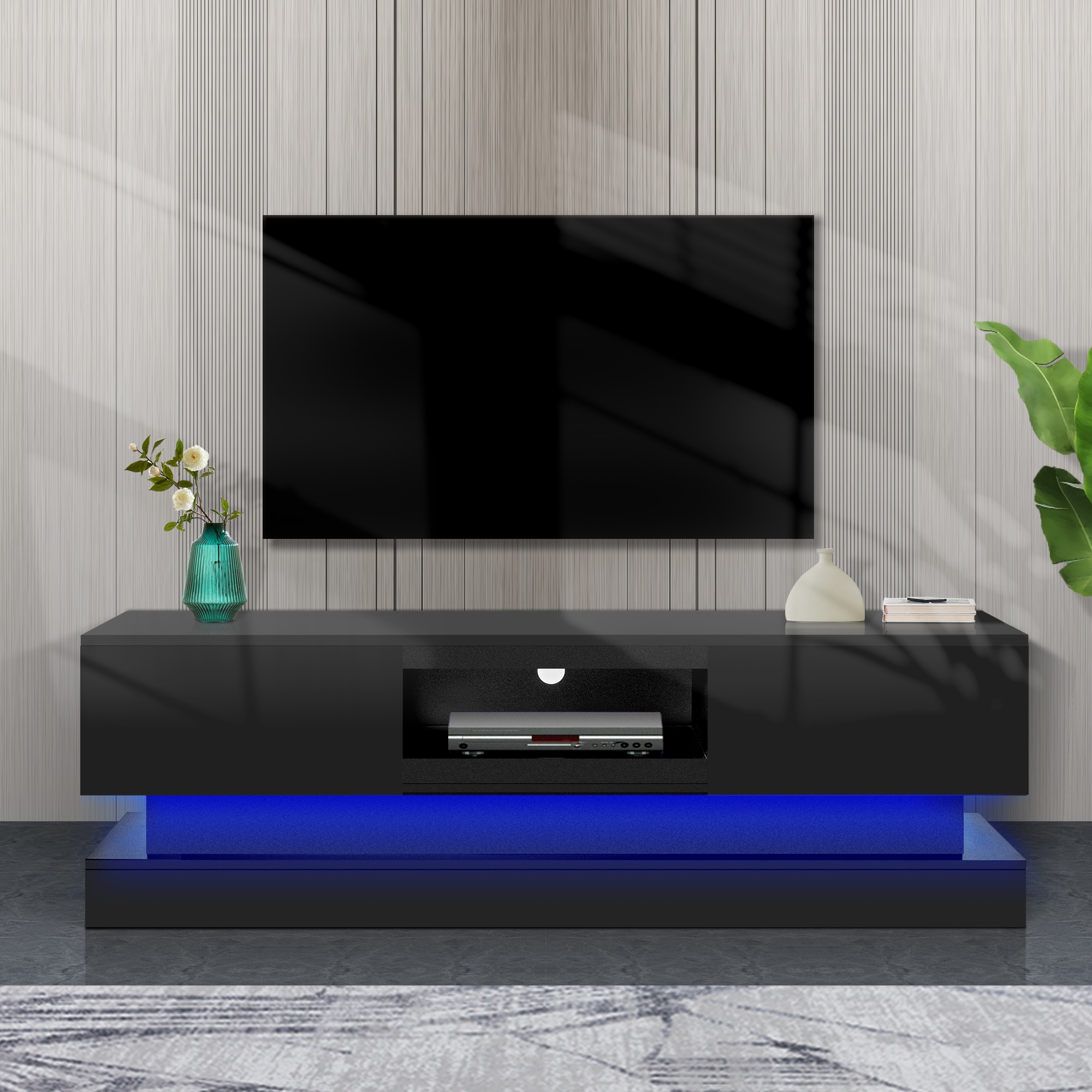 Black high gloss tv hotsell unit with led lights
