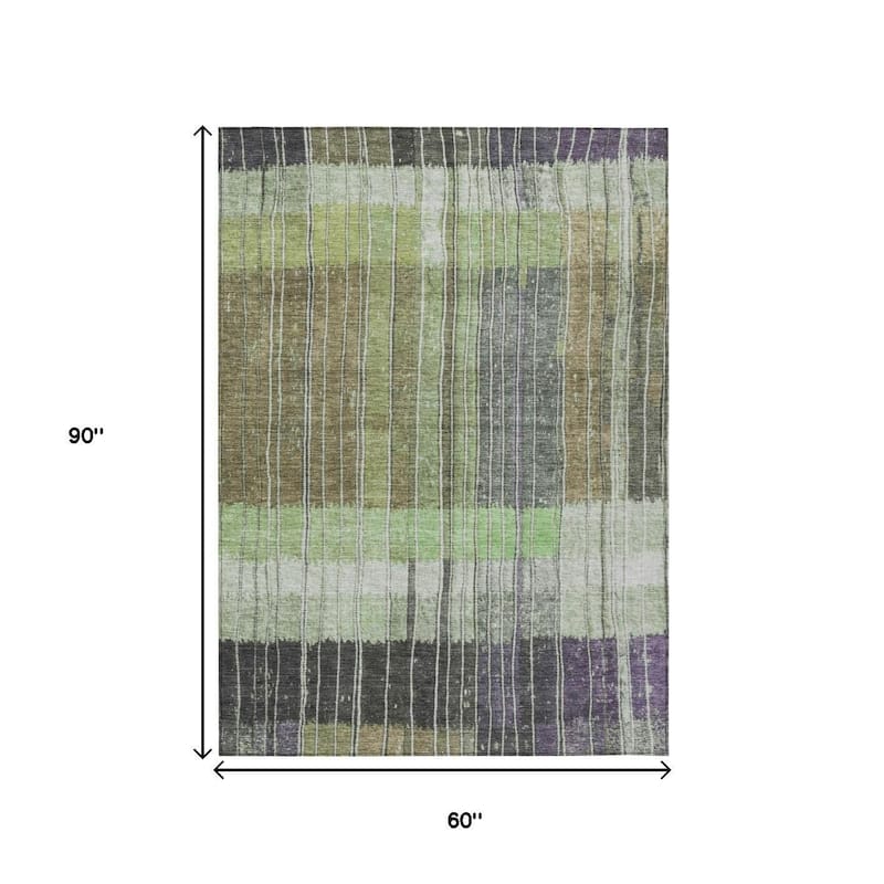 HomeRoots Striped Transitional Rectangle Outdoor Rug