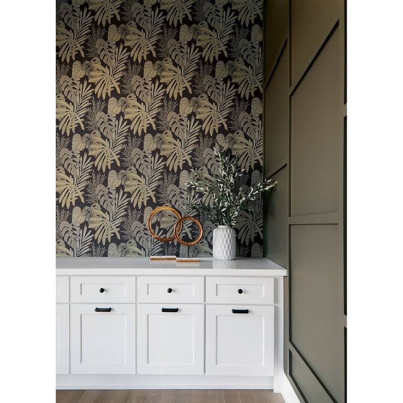 A-Street Prints Alocasia Neutral Tropical Foliage Wallpaper