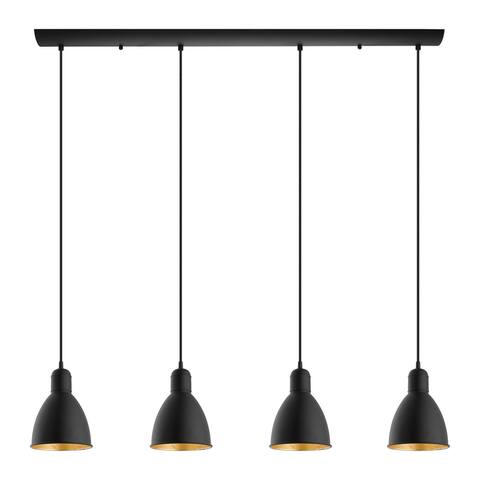 Eglo Priddy 2 Linear Pendant w/ Black Exterior and Gold Interior Shades