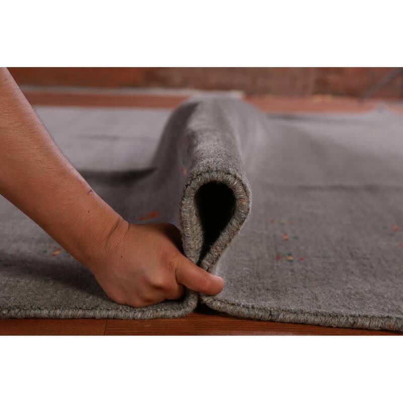 Hand Knotted Oriental 100% Wool Carpet Tribal Tribal Greys & Charcoal Gabbeh Area Rug - 10' 2'' X 8' 7''