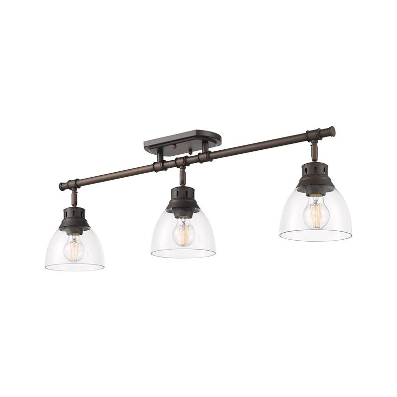 Yep by Golden Lighting Duncan 3-light Semi-Flush Mount in Rubbed Bronze and Clear Glass - Rubbed Bronze - 3-Light Semi-flush