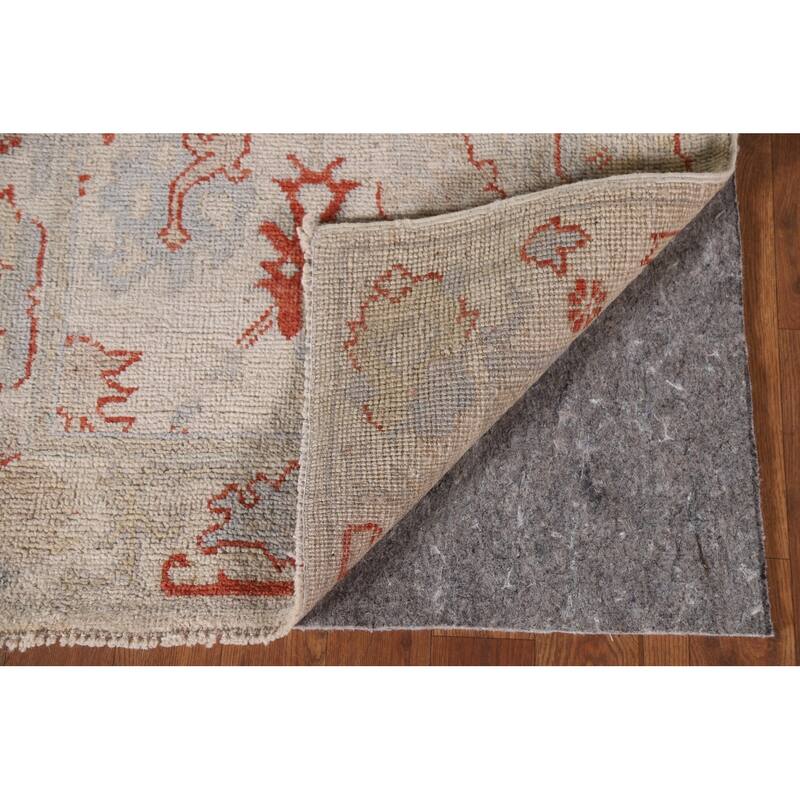 Hand Knotted Oriental 100% Wool Carpet Transitional All-Over Beige & Ivories Oushak Runner Rug - 17' 7'' X 2' 5''