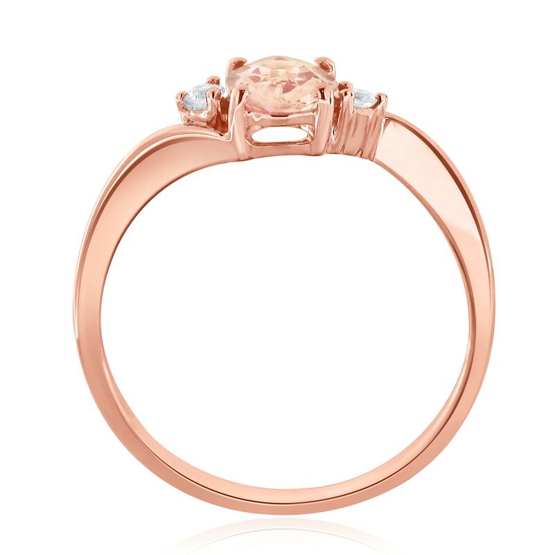 Auriya 3/4ct Oval Morganite 1/10ctw 3-Stone Diamond Engagement Ring 10K Rose Gold
