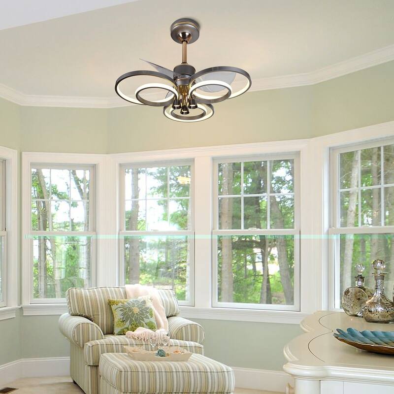 LED Ceiling Fan Black Ceiling Fan with Light - 24inch