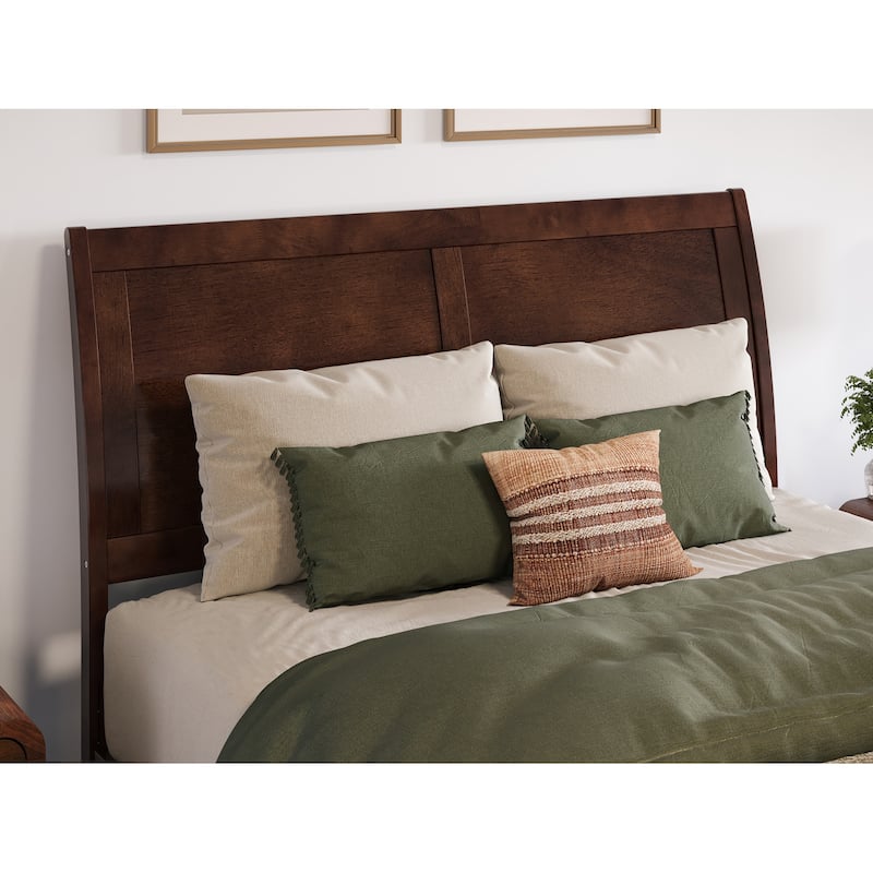 Valencia Solid Wood Low Profile Sleigh Platform Bed with Matching Footboard
