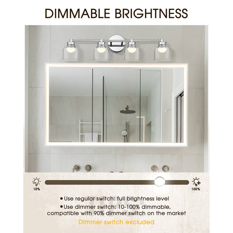 3/4/5-Light 15W LED Bathroom Vanity Light, Dimmable, Chrome