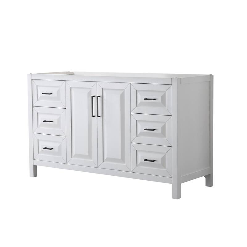 Wyndham Collection Daria 59" Single Free Standing Vanity Cabinet Only - White / Matte Black Hardware