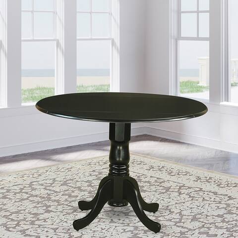 East West Furniture Round Table with Two 9-inch Drop Leaves (Finish Options available)