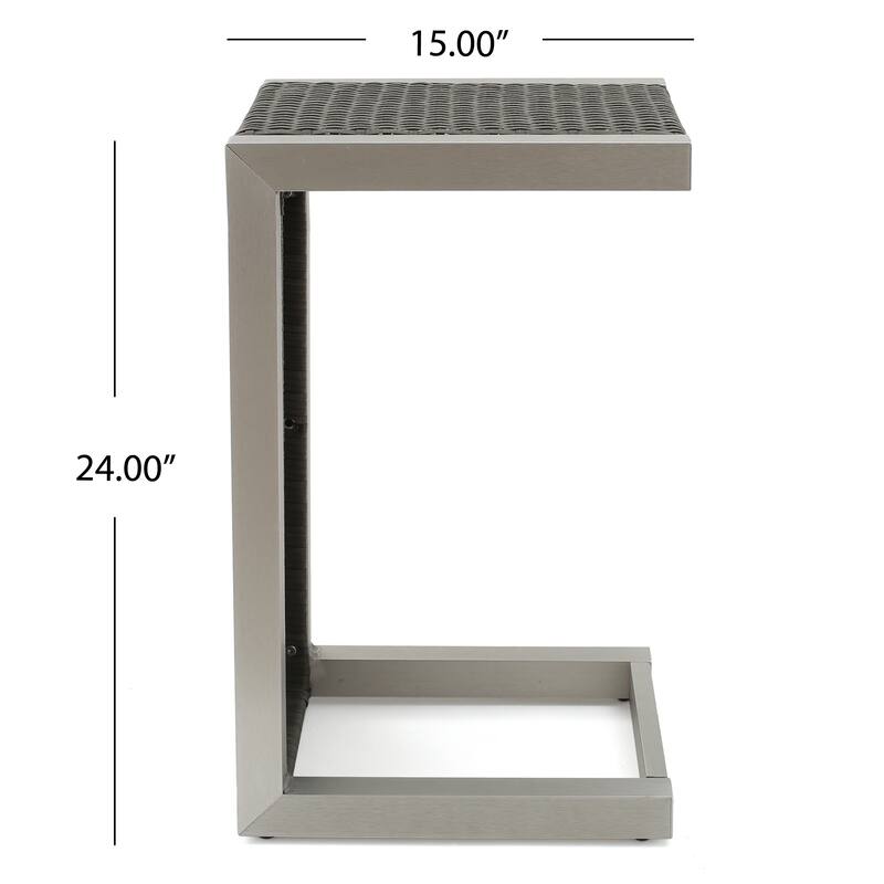 Cape Coral Outdoor Aluminum 3 Piece Chat Set with C Shaped Table by Christopher Knight Home