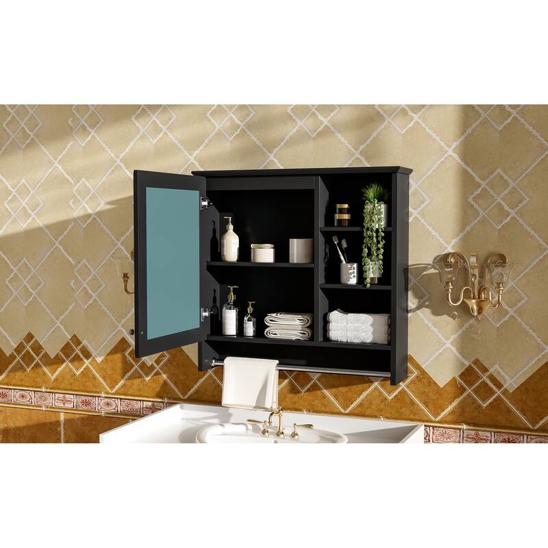 Roomfitters 30 Inch Wall Mount 2-in-1 Mirror Cabinet, Storage Organizer with Adjustable Shelf & Soft Close Hinges