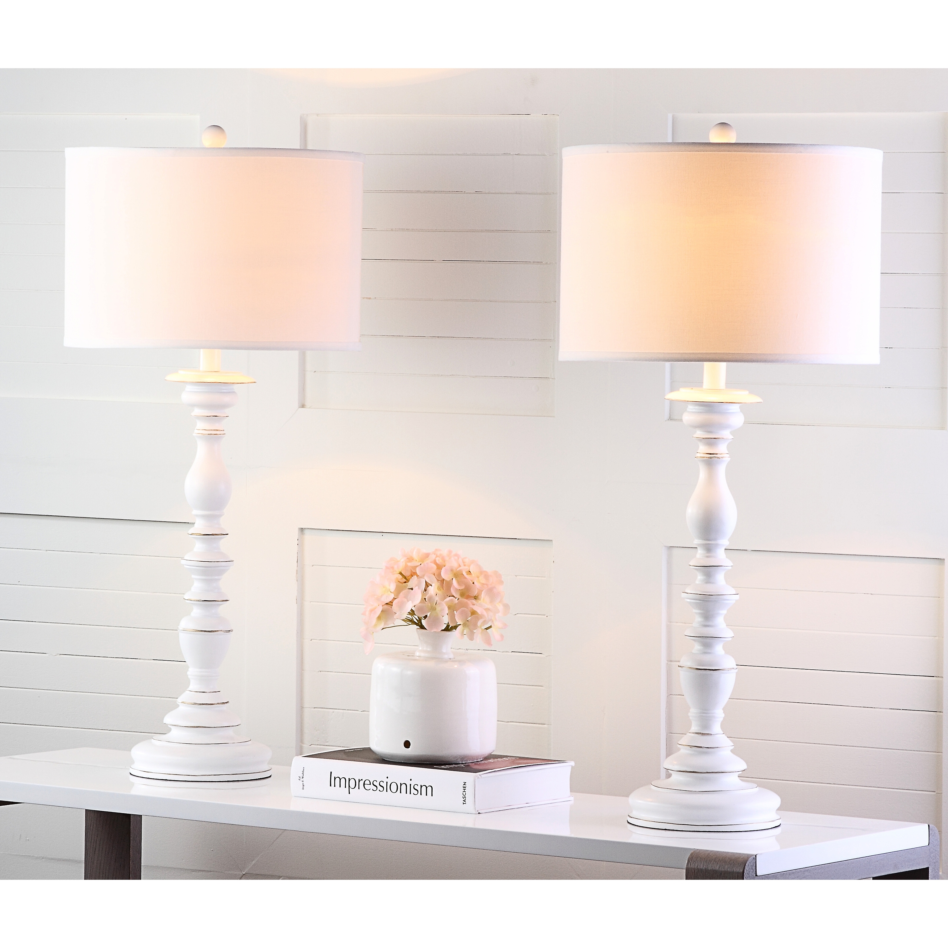 SAFAVIEH Lighting 33 inch French Candlestick White Table Lamp Set