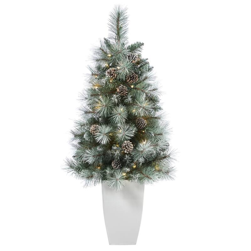 Artificial Christmas Tree 3.5ft Prelit Mountain Pine Tree with Lights & Planter - Green - 42
