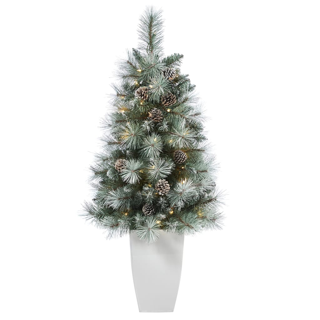 Artificial Christmas Tree 3.5ft Prelit Mountain Pine Tree with Lights & Planter - Green - 42