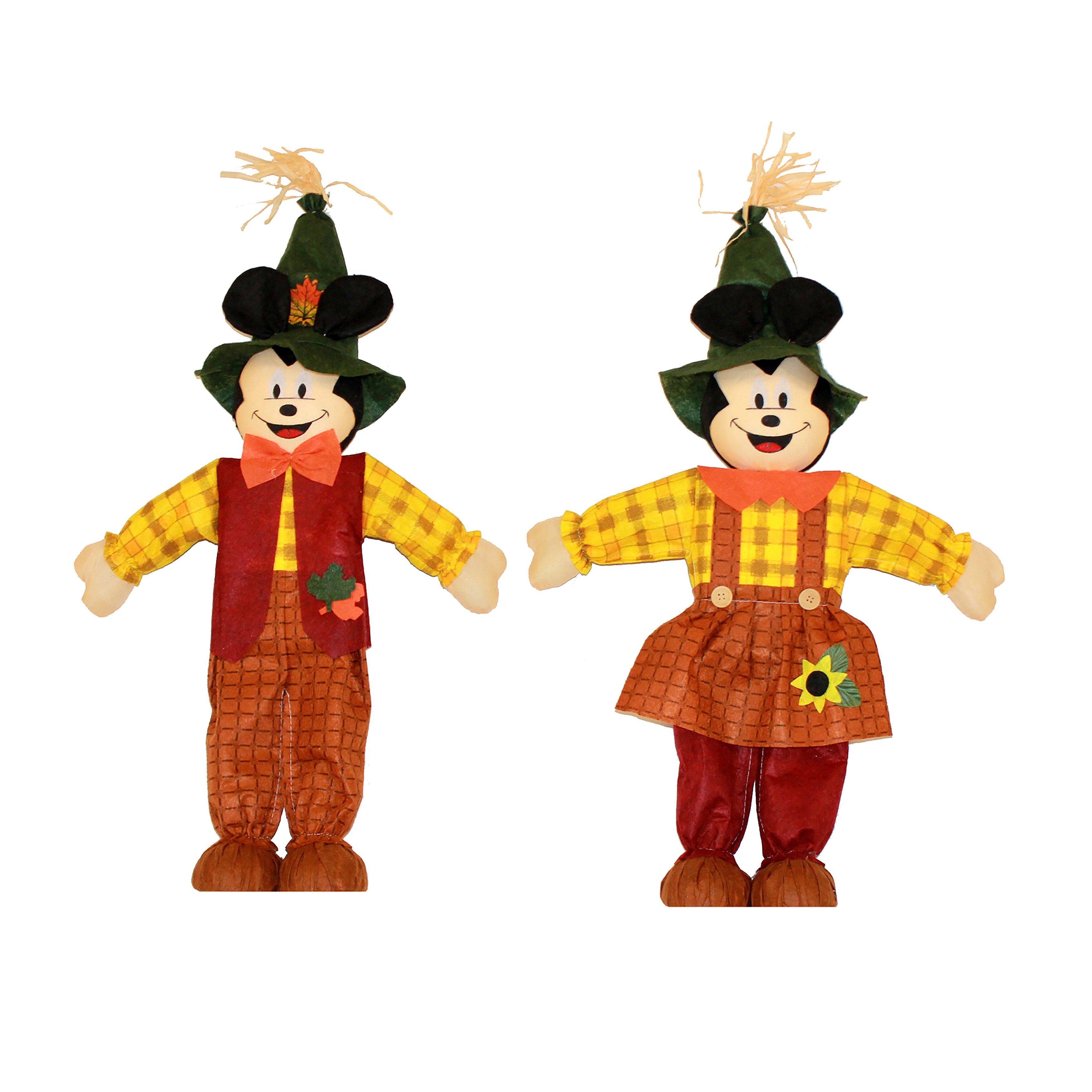 24" Standing Scarecrow Mouse Figures, Set of 2