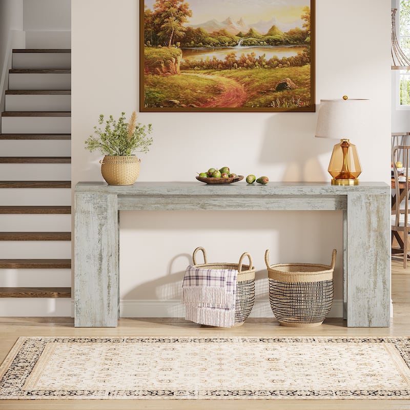 Farmhouse Wood 70.9 Inches Extra Long Console Table for Living Room, Hallway
