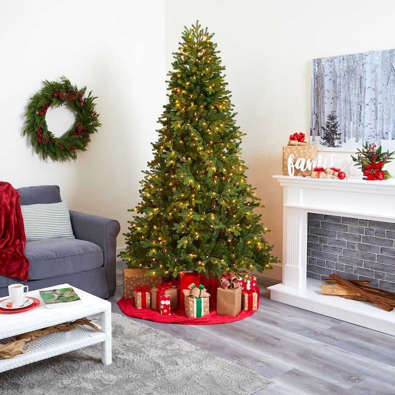 7.5ft. Fir Artificial Christmas Tree with 600 Clear Lights & 1610 Branches - Majestic Seasonal Holiday X-Mas Centerpiece