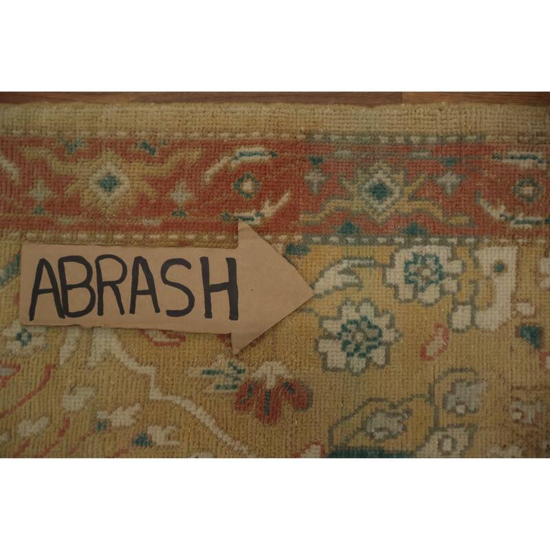 Hand Knotted Oriental 100% Wool Carpet Traditional All-Over Yellow & Gold Ziegler Area Rug - 3' 0'' X 1' 10''