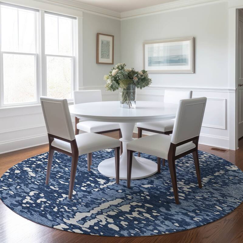 Machine Washable Indoor/ Outdoor Modern Abstract Chantille Rug