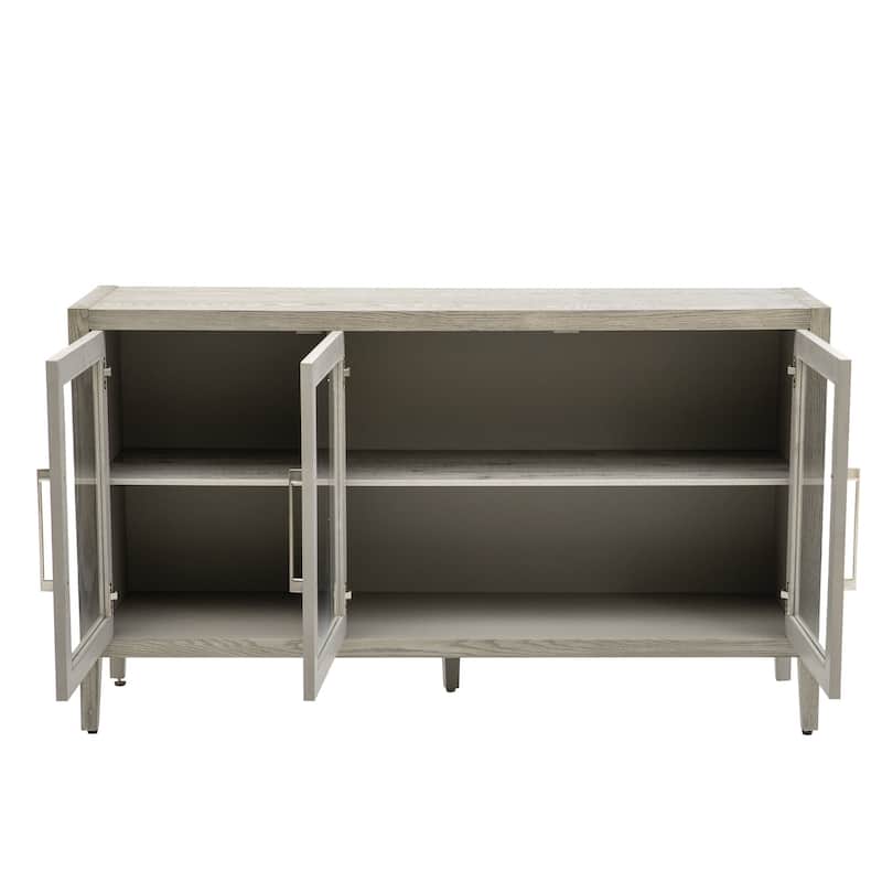 34" Tall MDF 3-door Accent Cabinet with Adjustable Shelf