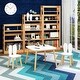 preview thumbnail 9 of 14, Kids Table and 2 Chairs Set,3 Pieces Rabbit Themed Toddler Table and Chair Set,Children Activity Play Table Set Solid Wood Legs