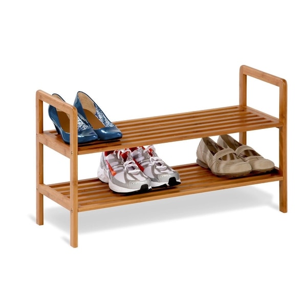 2 tier bamboo shop shoe rack