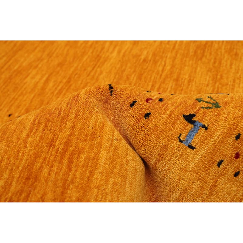 ECARPETGALLERY Hand Loomed Kashkuli Gabbeh Dark Gold Wool Rug - 8'4 x 9'7