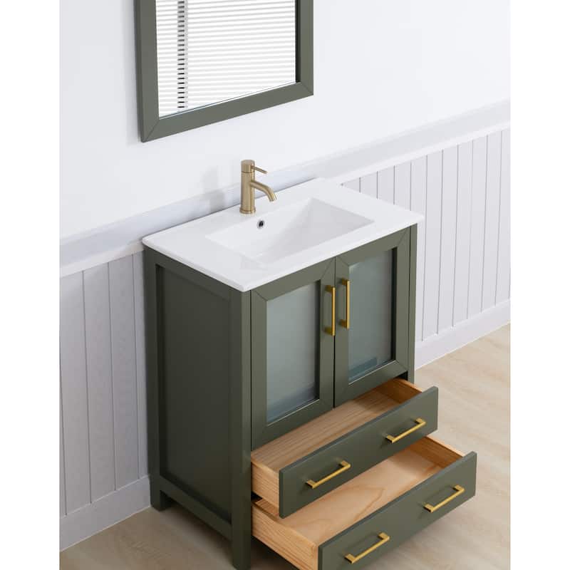 Vanity Art 30-in. Single-sink Bathroom Vanity w/ Wall Mirror - 29.1 W x 18.1 D x 35.8 H