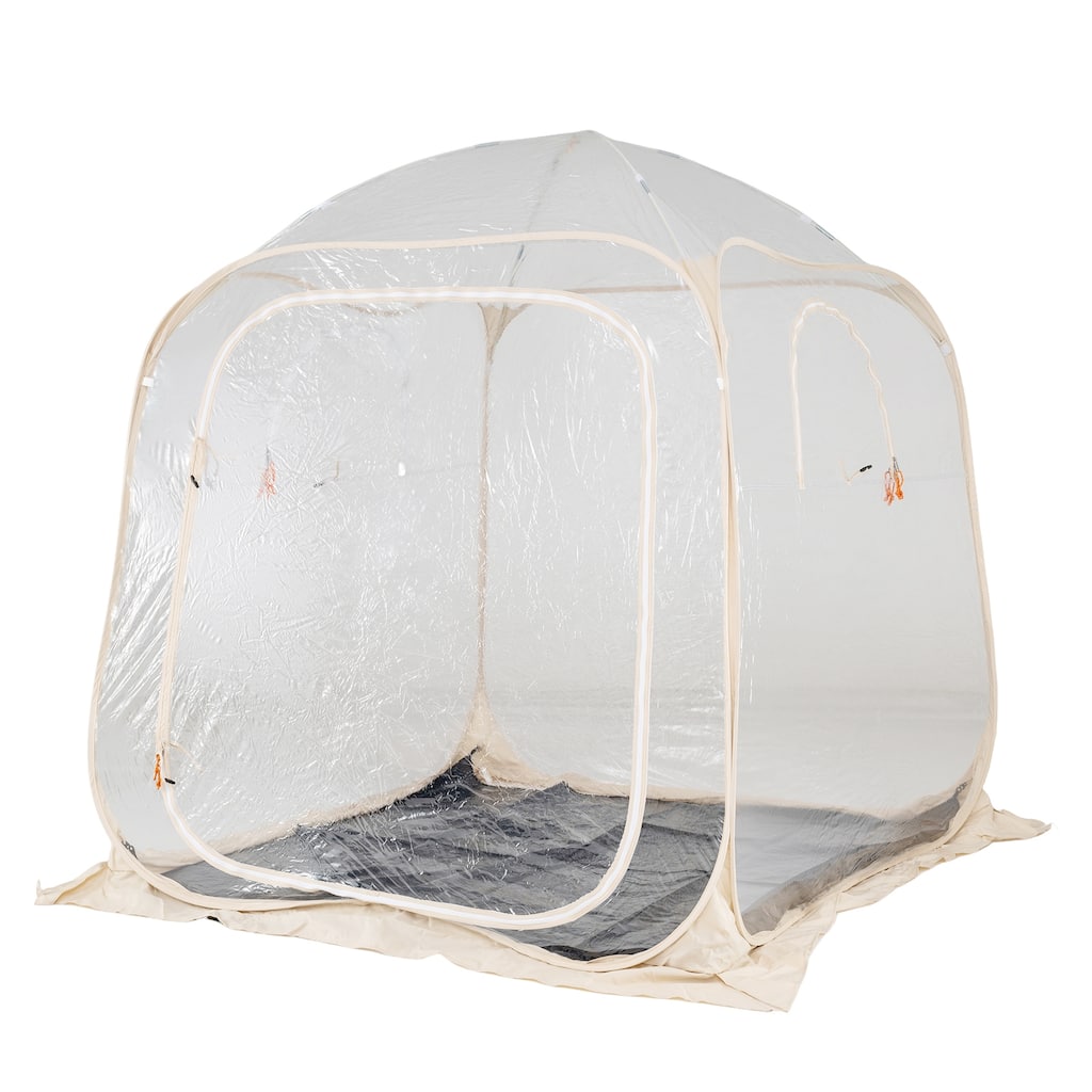 Gymax 7x7ft Clear Bubble Pop-Up Tent w/Sealed Floor Bag PVC Screen for - Transparent