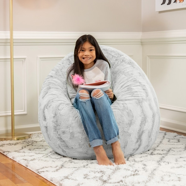 Jaxx Cocoon 4 Foot Kids Bean Bag Chair and Crash Pad - Faux Fur