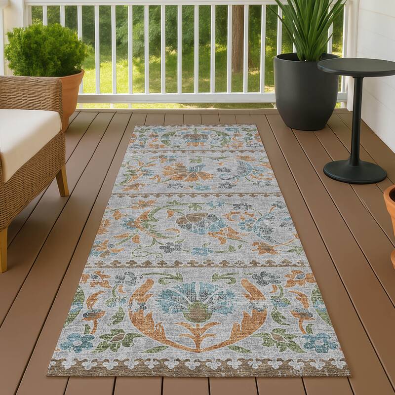 Machine Washable Indoor/ Outdoor Global Alix Chantille Rug - Silver - 2'3" x 7'6"